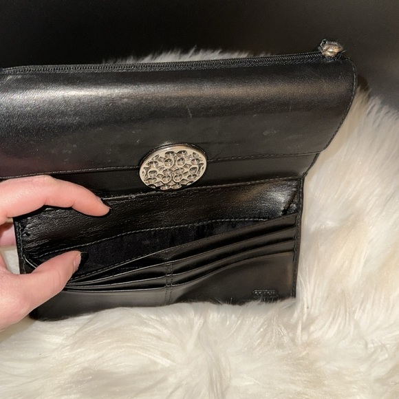 Coach Alexandra Slim Envelope Wallet Black Leather w Signature CC Silver Clasp - Picture 10 of 10